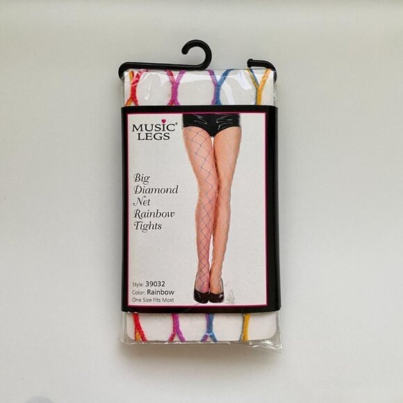 BIG diamond net rainbow tights - Picture 1 of 3